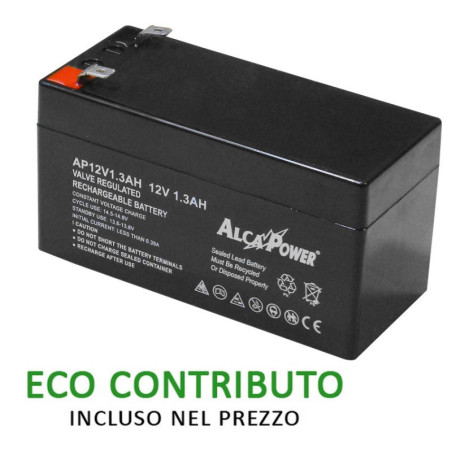 Ricaricabile Ermetica 12 V  1,3 Ah - Size (mm) 97x47,5x52(h)  Mod. AP12V1,3AH