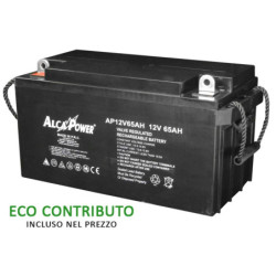 Ricaricabile Ermetica 12 V  65 Ah - Size (mm) 350x166x175(h)  Mod. AP12V65AH