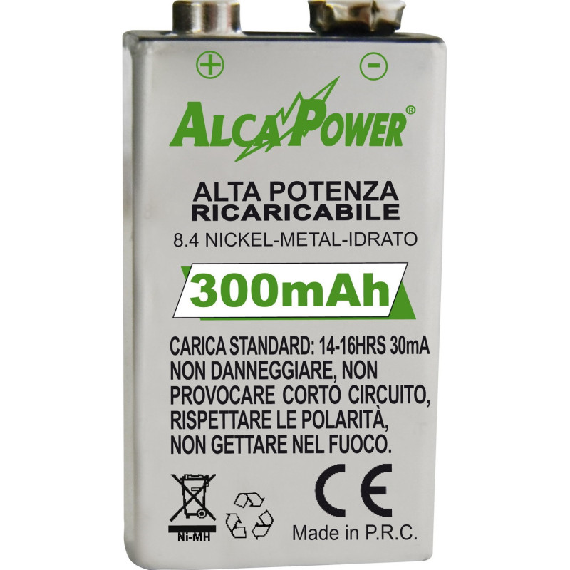 Accumulatore Ni-MH Quadro 9V 300mAh - Mod. AP300N9V