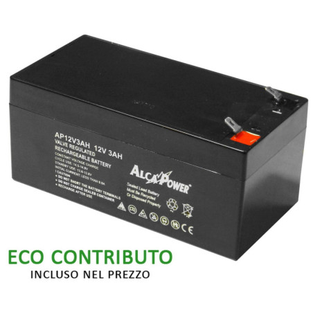 Ricaricabile Ermetica 12 V  3 Ah - Size (mm) 134x67x60(h) Mod. AP12V3AH