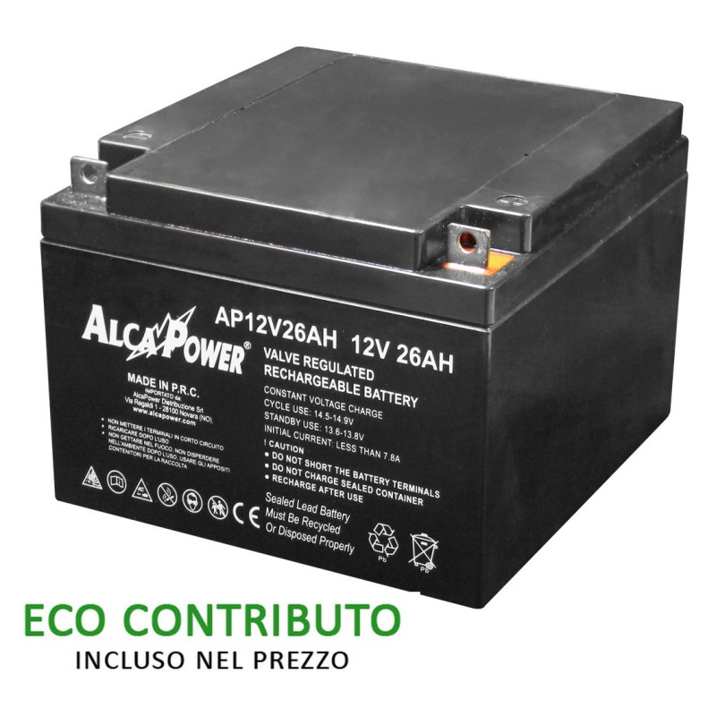 Ricaricabile Ermetica 12 V  26 Ah - Size (mm) 175x166x125(h)  Mod. AP12V26AH