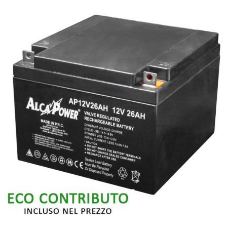 Ricaricabile Ermetica 12 V  26 Ah - Size (mm) 175x166x125(h)  Mod. AP12V26AH